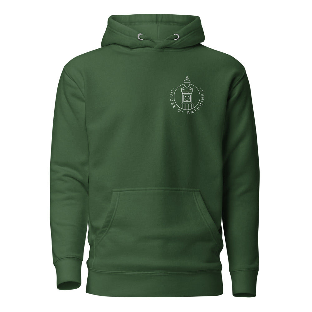 Rathmines Horlogo White Hoodie - Forest Green