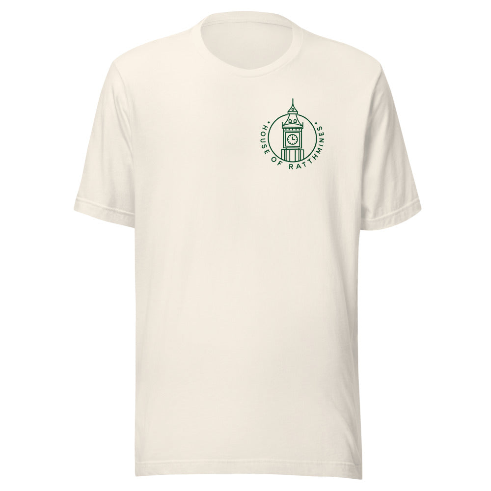 Rathmines Hor Simple Forest Green Logo T-Shirt - Vintage White